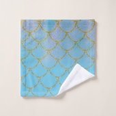 Blauw & Goud iriserende glans zeemeermin schubben Bad Handdoek (Wasdoekje)