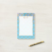 Blauw & Goud Iriserende Glanzende Zeemeermin Schub Post-it® Notes (Op bureau)