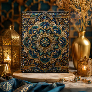 Blauw & Goud Islamitisch Mandala Spiraal Notebook Notitieboek
