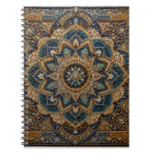 Blauw & Goud Islamitisch Mandala Spiraal Notebook Notitieboek (Voorkant)