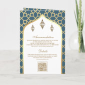 Blauw Goud Islamitisch Patroon QR Code Moslim Brui (Achterkant)