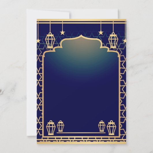 Blauw Goud Islamitische Boog en Lantaarns Moslim B Kaart (Achterkant)