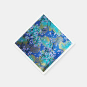 Blauw Goud Japans Kimono Bloemen Decoupage Papier Servet (Hoek)