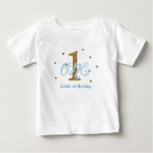 Blauw & Goud Jongens EEN 1e Verjaardagsfeest Aange