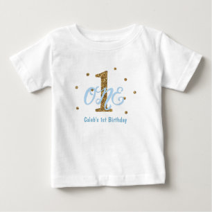 Blauw & Goud Jongens EEN 1e Verjaardagsfeest Aange