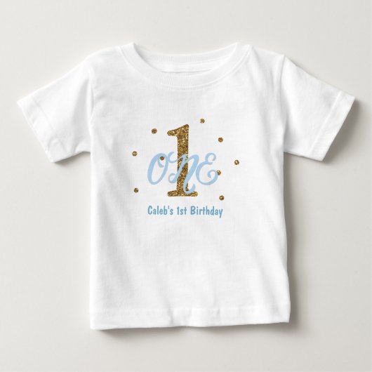 Blauw & Goud Jongens EEN 1e Verjaardagsfeest Aange (Voorkant)