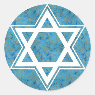 Blauw & Goud Joods Davidster-symbool Ronde Sticker
