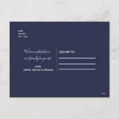 Blauw & Goud JOY 3 Drie foto vakantie Kerstmis Feestdagenkaart (Achterkant)