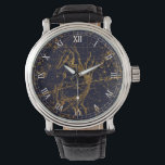 Blauw Goud Kanker Sterrenbeeld Horloge<br><div class="desc">Geïnspireerd door de "A Celestial Atlas" van Alexander Jamieson in 1822, dat een collectie is van geïllustreerde sterrenkaarten, bevat het ontwerp het Cancer Zodiac Constellation (De krab) in goud tegen een donkerblauwe achtergrond. Geweldig cadeau voor degenen die zijn geboren onder het teken van de kankerdierenriem. (22 juni tot en met...</div>