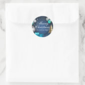 Blauw & Goud Kerstbal Kerst sticker (Tas)