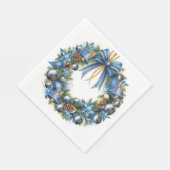 Blauw & Goud Kerstkrans Servet (Hoek)