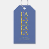 Blauw Goud Kerstmis Fa La ID1009 Cadeaulabel (Voorkant)
