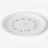 Blauw Goud Kerstmis Fa La ID1009 Papieren Bordje (Gekanteld)