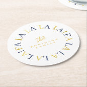 Blauw Goud Kerstmis Fa La ID1009 Ronde Kartonnen Onderzetter (Gebogen)