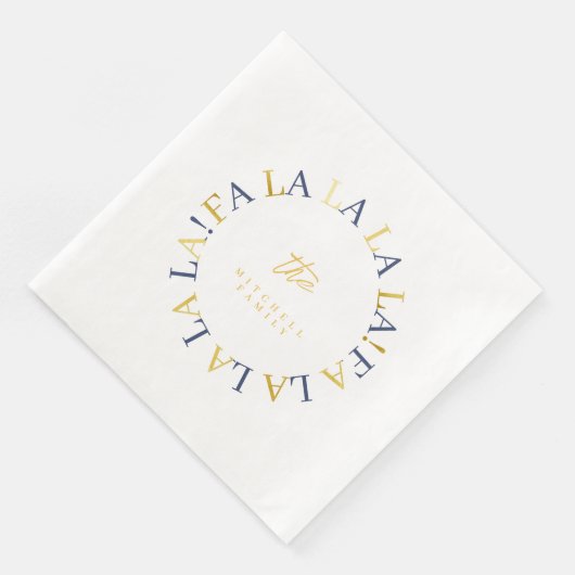 Blauw Goud Kerstmis Fa La ID1009 Servet (Hoek)