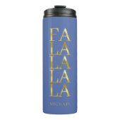 Blauw Goud Kerstmis Fa La ID1009 Thermosbeker (Voorkant)