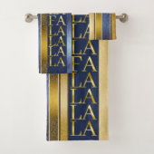 Blauw Goud Kerstmis Fa La Patroon#27 ID1009 Bad Handdoek (Insitu)