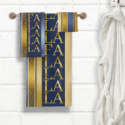 Blauw Goud Kerstmis Fa La Patroon#27 ID1009 Bad Handdoek