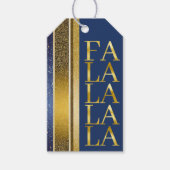Blauw Goud Kerstmis Fa La Patroon#27 ID1009 Cadeaulabel (Voorkant)