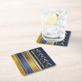 Blauw Goud Kerstmis Fa La Patroon#27 ID1009 Kartonnen Onderzetters (Insitu)