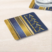 Blauw Goud Kerstmis Fa La Patroon#27 ID1009 Kartonnen Onderzetters (Schuin)