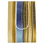 Blauw Goud Kerstmis Fa La Patroon#27 ID1009 Medium Cadeauzakje (Achterkant)