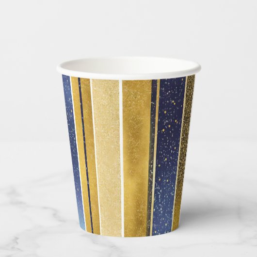 Blauw Goud Kerstmis Fa La Patroon#27 ID1009 Papieren Bekers (Achterkant)