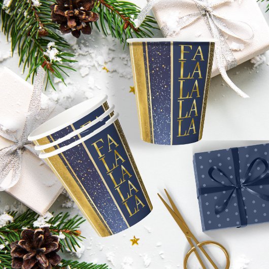 Blauw Goud Kerstmis Fa La Patroon#27 ID1009 Papieren Bekers