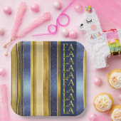 Blauw Goud Kerstmis Fa La Patroon#27 ID1009 Papieren Bordje (Feest)