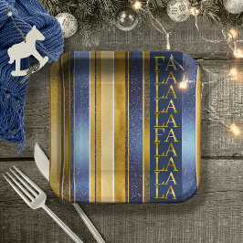 Blauw Goud Kerstmis Fa La Patroon#27 ID1009 Papieren Bordje
