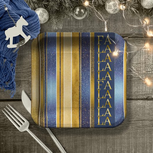 Blauw Goud Kerstmis Fa La Patroon#27 ID1009 Papieren Bordje