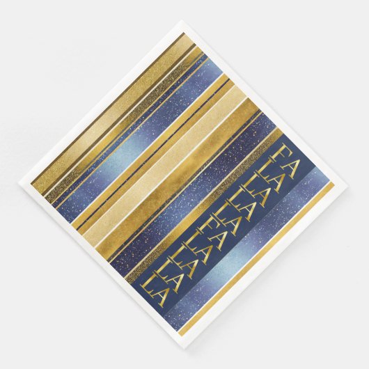 Blauw Goud Kerstmis Fa La Patroon#27 ID1009 Servet (Hoek)