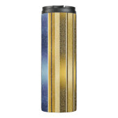 Blauw Goud Kerstmis Fa La Patroon#27 ID1009 Thermosbeker (Achterkant)