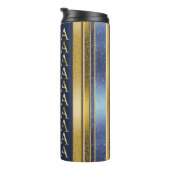 Blauw Goud Kerstmis Fa La Patroon#27 ID1009 Thermosbeker (Geroteerd rechts)