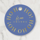 Blauw Goud Kerstmis Ho Ho ID1009 Bedankjes Labels (Voorkant)
