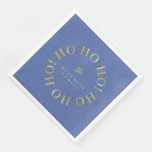 Blauw Goud Kerstmis Ho Ho ID1009 Servet (Hoek)