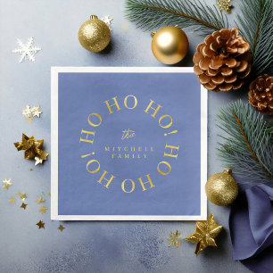 Blauw Goud Kerstmis Ho Ho ID1009 Servet