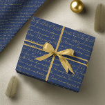Blauw Goud Kerstmis Typografie Patroon#36 ID1009 Cadeaupapier<br><div class="desc">Als je je afvraagt welke kleurencombinaties je dit jaar moet kiezen voor je kerstdecor en cadeauverpakkingen, heb ik collecties coördinatiepatronen gemaakt om het leven net wat makkelijker te maken. Dit elegante typografie ontwerp heeft bekende kerstliedteksten en zinnen die zeker alle gevoelens brengen. Het prachtige blauw en gouden kleurenpalet zal nooit...</div>