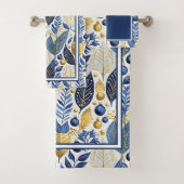 Blauw Goud Kerstmis Vrolijk Patroon#21 ID1009 Bad Handdoek (Insitu)