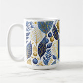 Blauw Goud Kerstmis Vrolijk Patroon#21 ID1009 Koffiemok (Links)