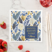 Blauw Goud Kerstmis Vrolijk Patroon#21 ID1009 Servet (Insitu)