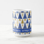 Blauw Goud Kerstmis Vrolijk Patroon#25 ID1009 Koffiemok (Center)