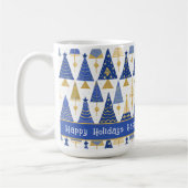 Blauw Goud Kerstmis Vrolijk Patroon#25 ID1009 Koffiemok (Links)
