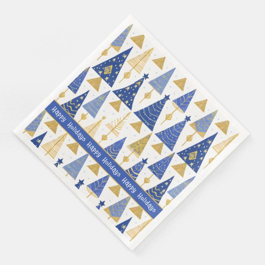 Blauw Goud Kerstmis Vrolijk Patroon#25 ID1009 Servet (Hoek)