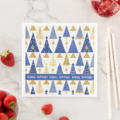 Blauw Goud Kerstmis Vrolijk Patroon#25 ID1009 Servet (Insitu)