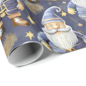 Blauw Goud Kerstmispatroon#11 ID1009 Cadeaupapier (Rol Hoek)