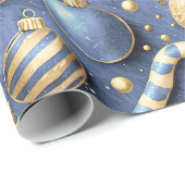 Blauw Goud Kerstmispatroon#12 ID1009 Cadeaupapier (Rol Hoek)