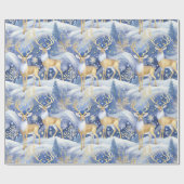 Blauw Goud Kerstmispatroon#14 ID1009 Cadeaupapier (Vlak)
