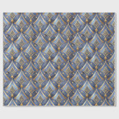 Blauw Goud Kerstmispatroon#15 ID1009 Cadeaupapier (Vlak)