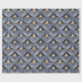Blauw Goud Kerstmispatroon#16 ID1009 Cadeaupapier (Vlak)